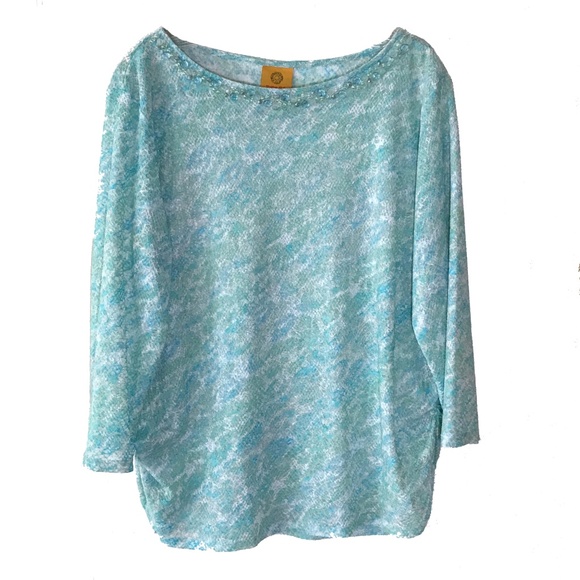 RUBY RD. WOMEN'S AQUA TOP SIZE L - Picture 1 of 6